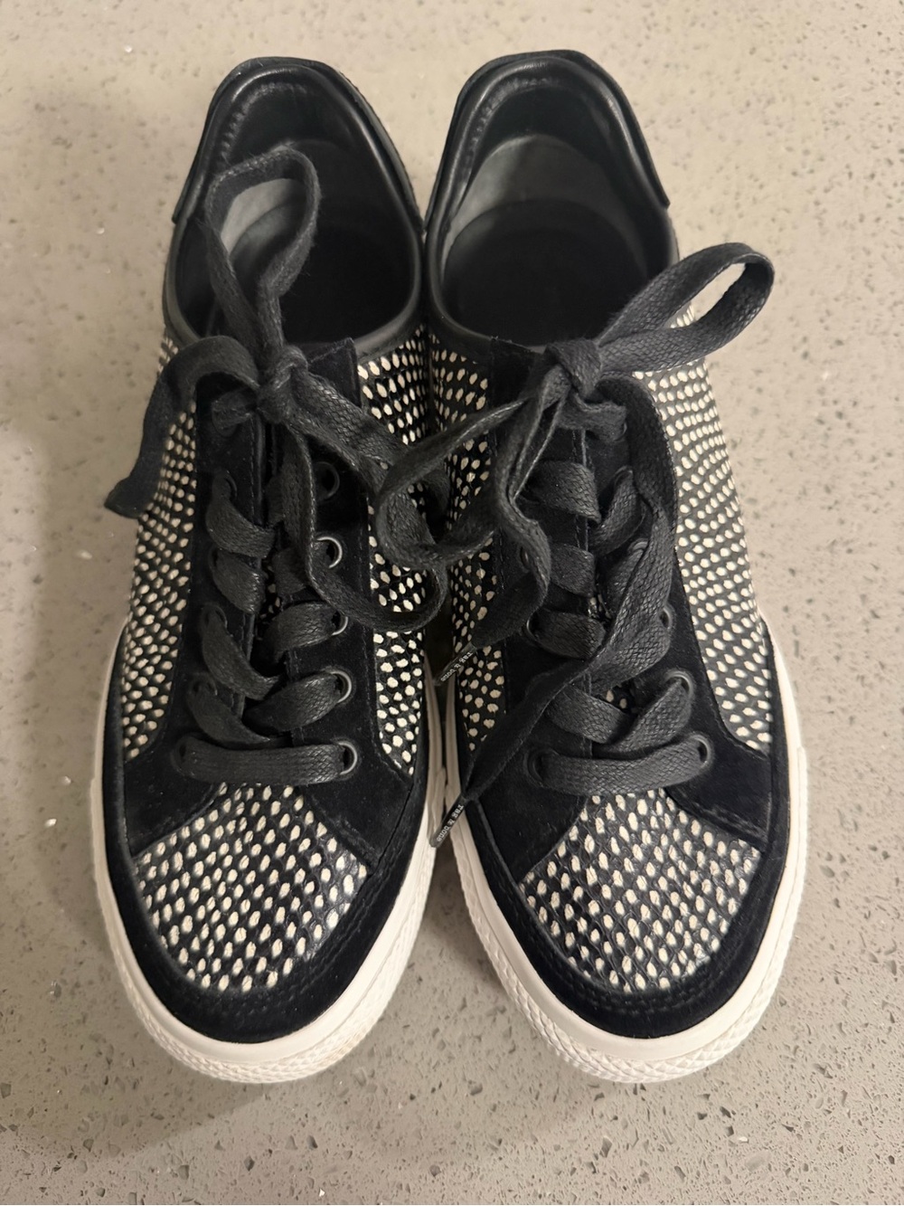Rag & Bone Black and White Army Low Too Lace-Up Sneakers